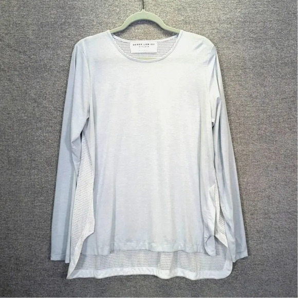 Athleta DEREK LAM 10C Long Sleeve Athletic Wear Mesh Back Blue, White Size Large - Picture 1 of 12